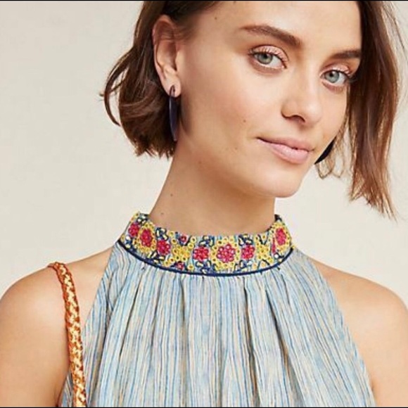 Anthropologie Loire embroidered top w tie on back - Picture 3 of 5